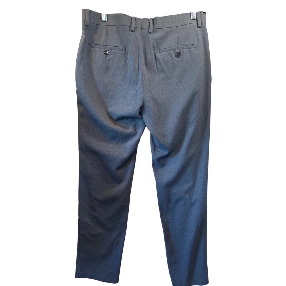 Reaction Kenneth Cole Mens Blue Stretch Dress Pants 34x32 Flat Front Trousers